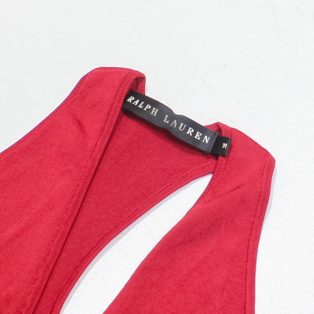 RALPH LAUREN Womens Racer Back Vest Red Sleeveless Viscose M