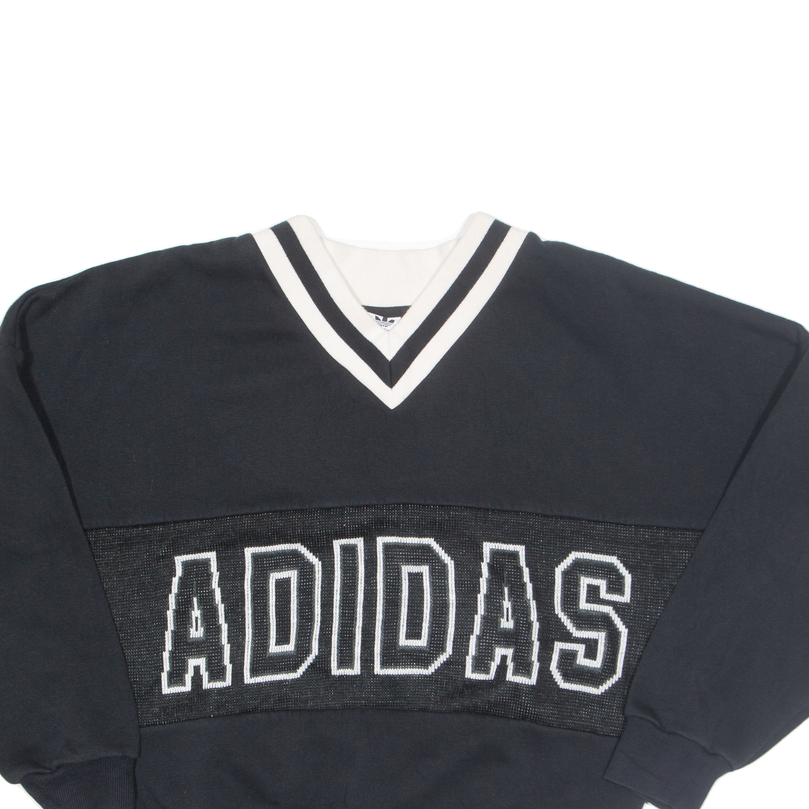 ADIDAS Womens Sweatshirt Black V-Neck UK 6