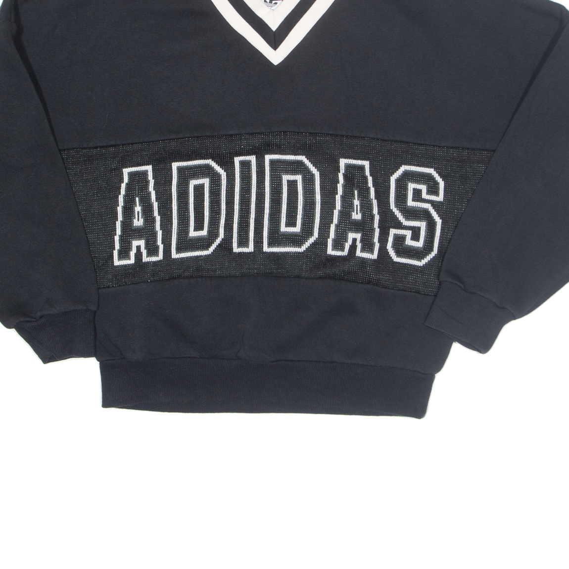 ADIDAS Womens Sweatshirt Black V-Neck UK 6