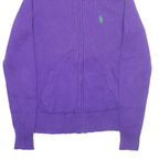 RALPH LAUREN SPORT Womens Cardigan Purple High Neck Tight Knit M