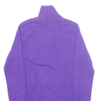 RALPH LAUREN SPORT Womens Cardigan Purple High Neck Tight Knit M