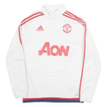 ADIDAS Manchester United FC Mens Sweatshirt White 1/4 Zip S