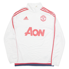 ADIDAS Manchester United FC Mens Sweatshirt White 1/4 Zip S