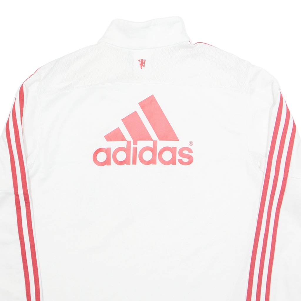 ADIDAS Manchester United FC Mens Sweatshirt White 1/4 Zip S