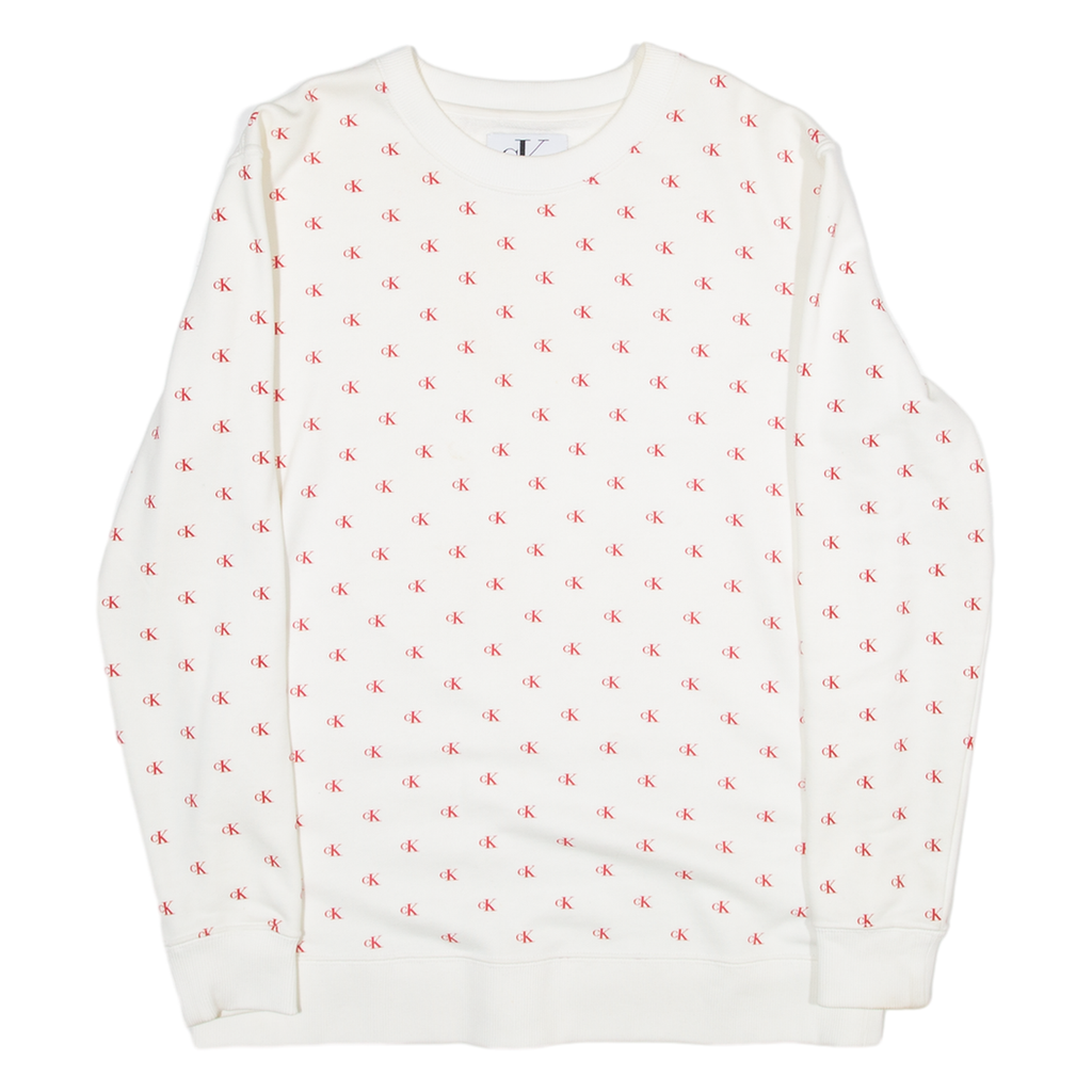 CALVIN KLEIN JEANS Womens Sweatshirt White Roll Neck M