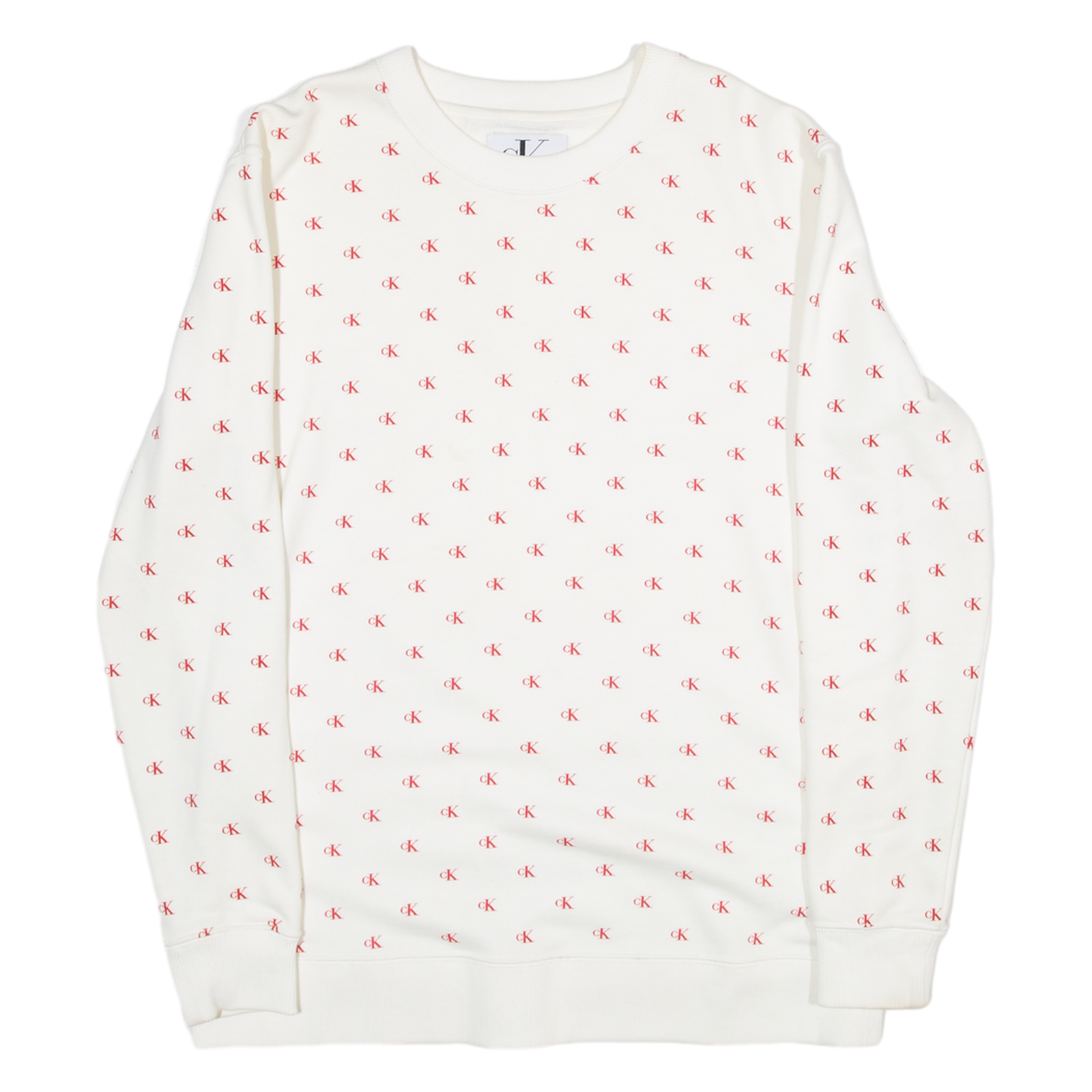 CALVIN KLEIN JEANS Womens Sweatshirt White Roll Neck M