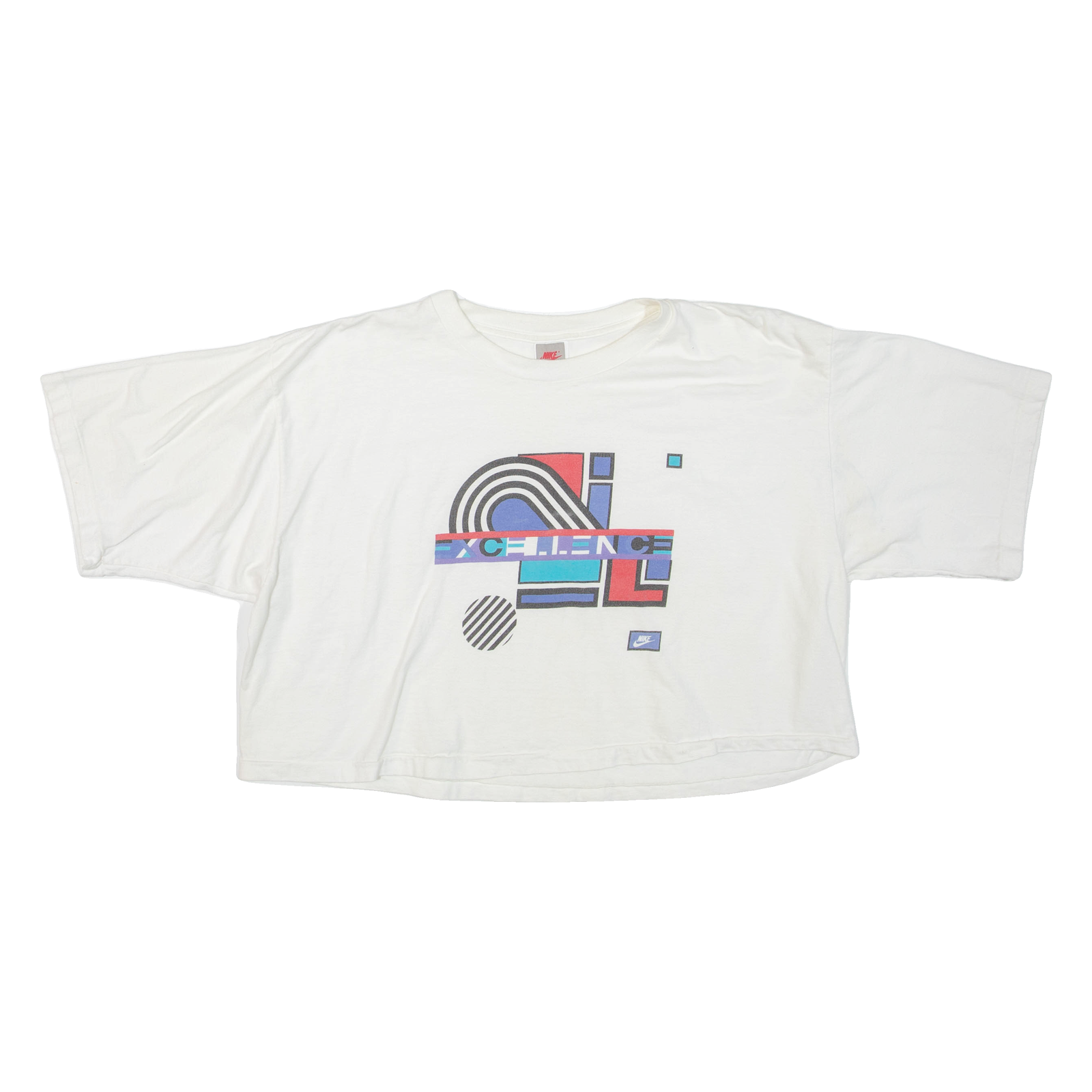 NIKE Cropped Womens T-Shirt White Short Sleeve L