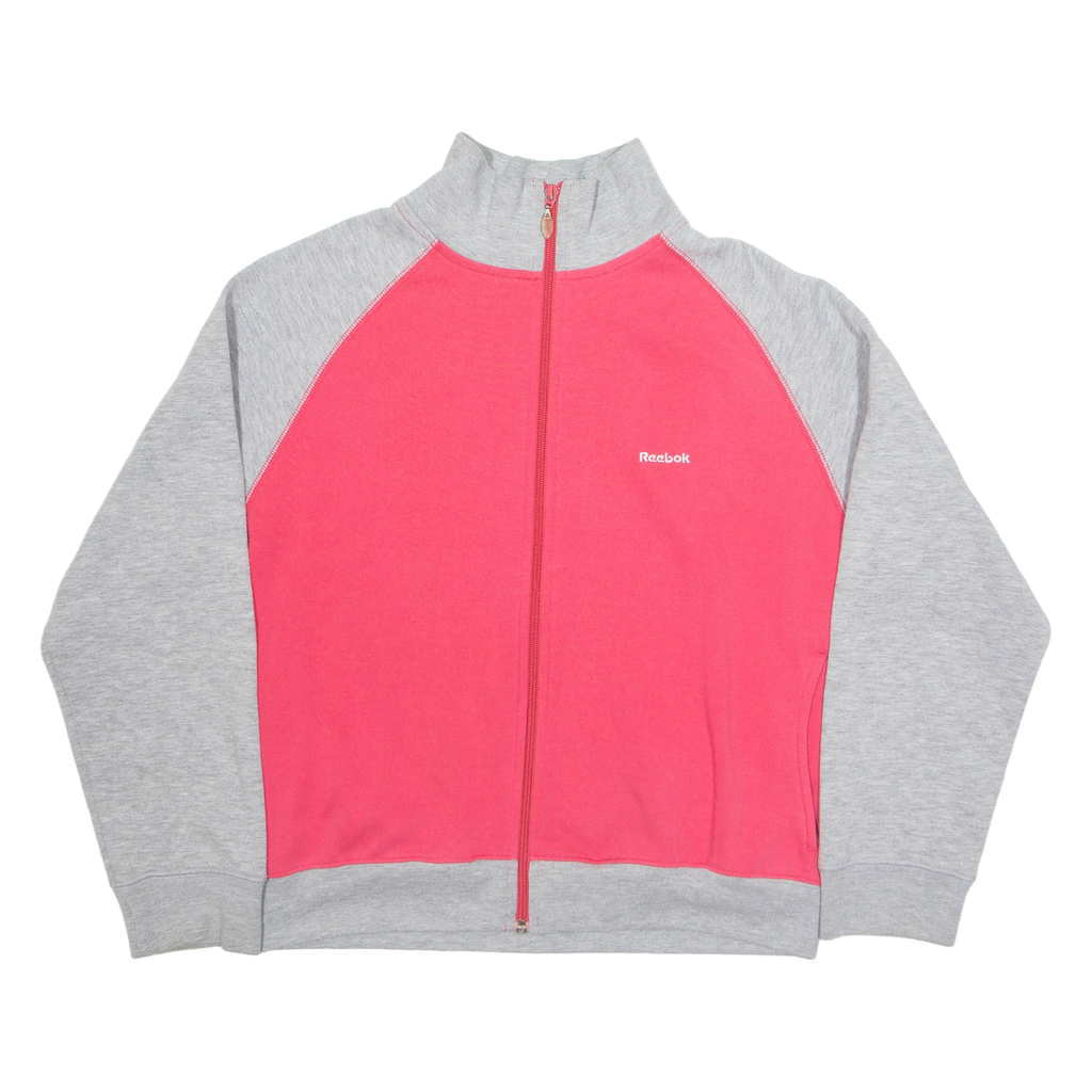 REEBOK Zip Up Womens Sweatshirt Pink High Neck UK 14