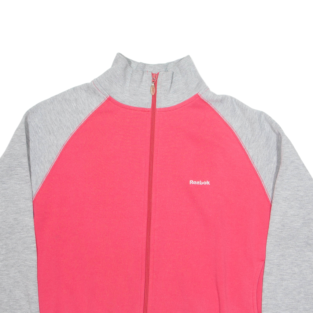 REEBOK Zip Up Womens Sweatshirt Pink High Neck UK 14