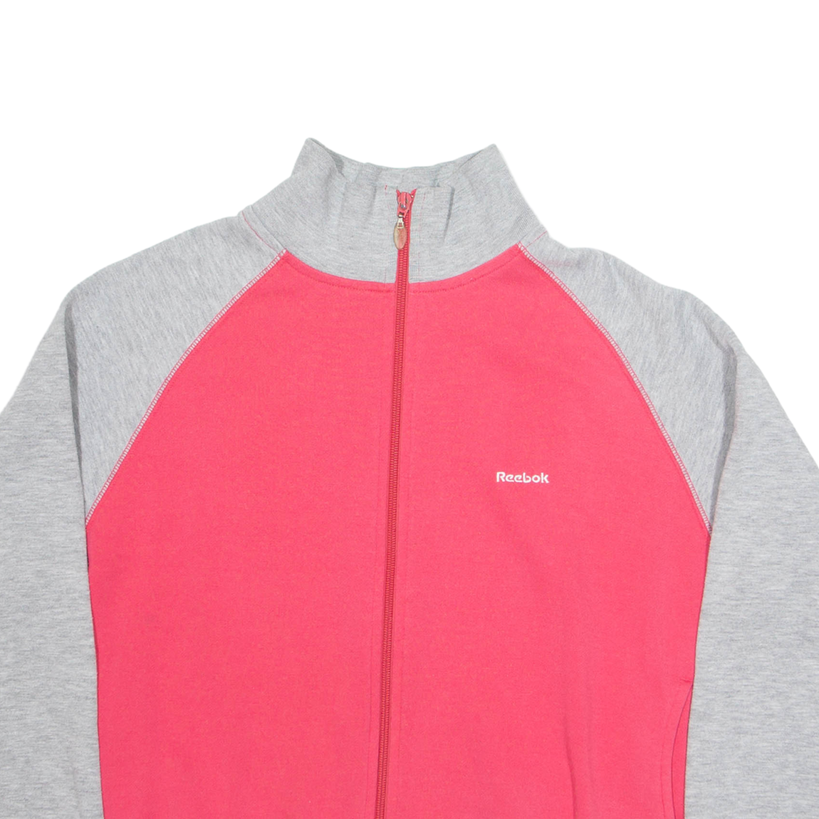 REEBOK Zip Up Womens Sweatshirt Pink High Neck UK 14