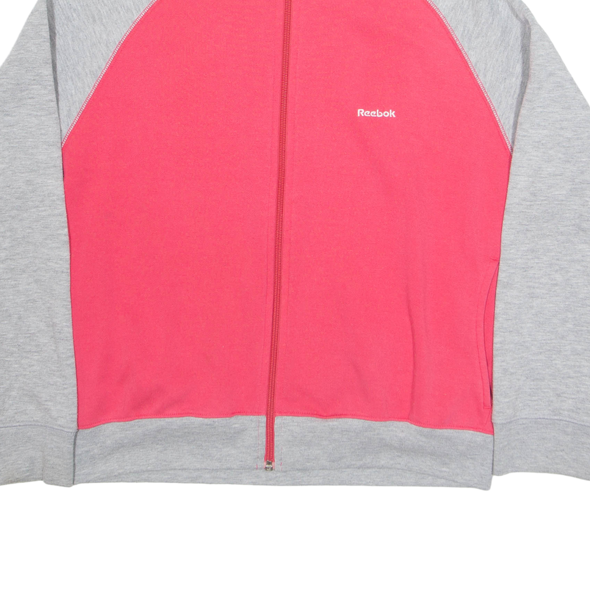 REEBOK Zip Up Womens Sweatshirt Pink High Neck UK 14