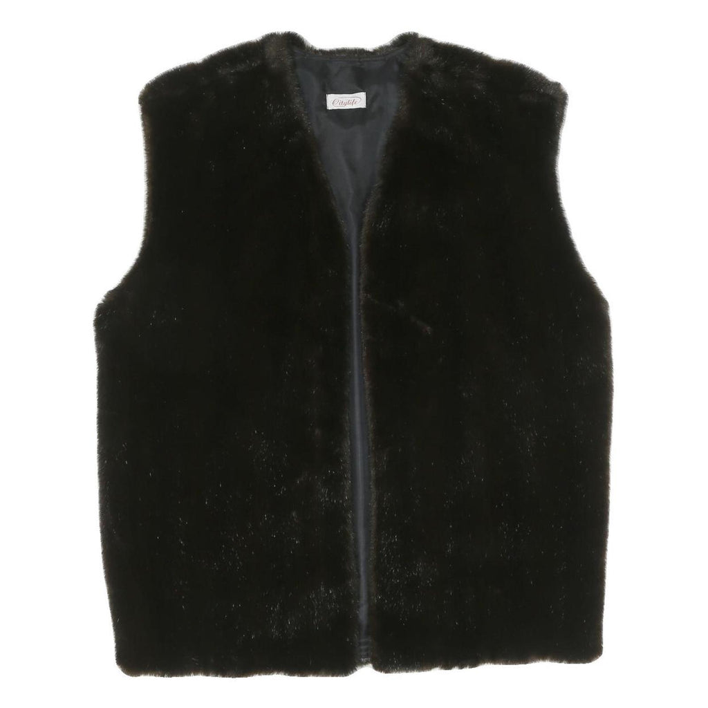 CITYLIFE Womens Black Outdoor Sleeveless Jacket XL Polyester Blend Woven Button