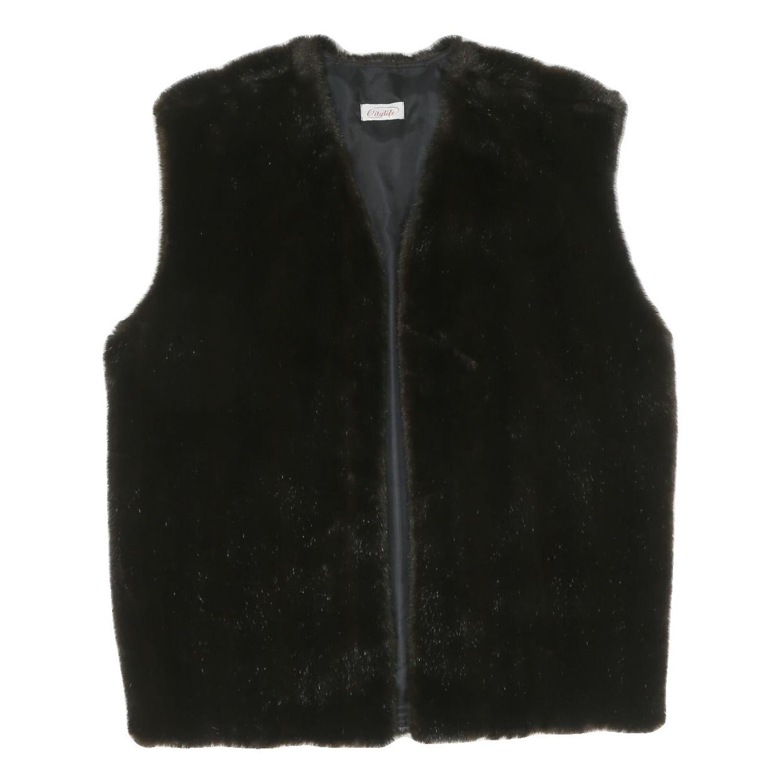 CITYLIFE Womens Black Outdoor Sleeveless Jacket XL Polyester Blend Woven Button