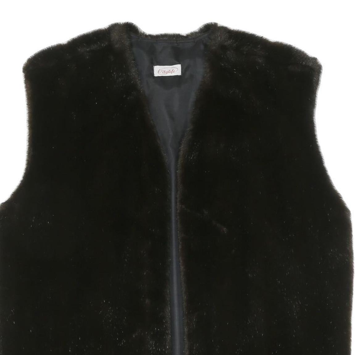 CITYLIFE Womens Black Outdoor Sleeveless Jacket XL Polyester Blend Woven Button