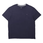 TOMMY HILFIGER Mens Blue L Short Sleeve Crew Neck Logo Minimalist T-Shirt