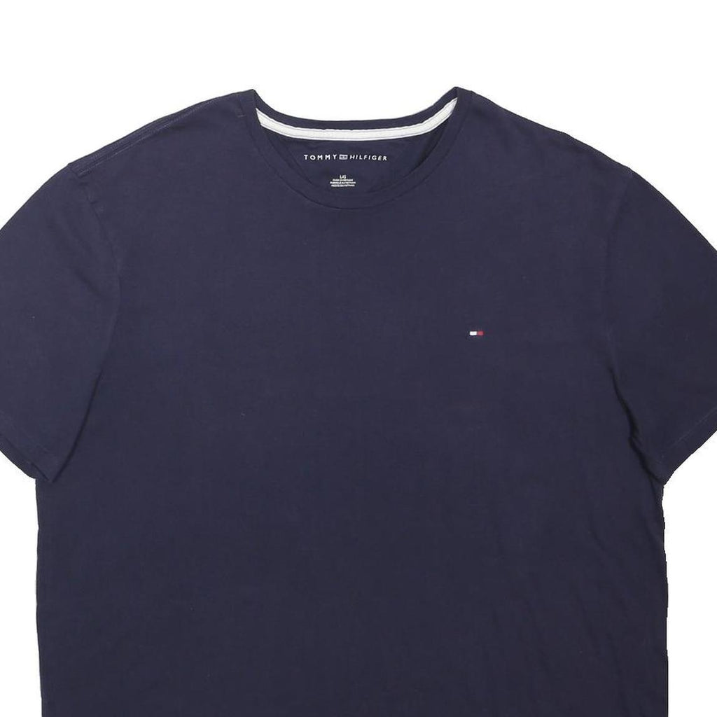 TOMMY HILFIGER Mens Blue L Short Sleeve Crew Neck Logo Minimalist T-Shirt