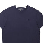 TOMMY HILFIGER Mens Blue L Short Sleeve Crew Neck Logo Minimalist T-Shirt