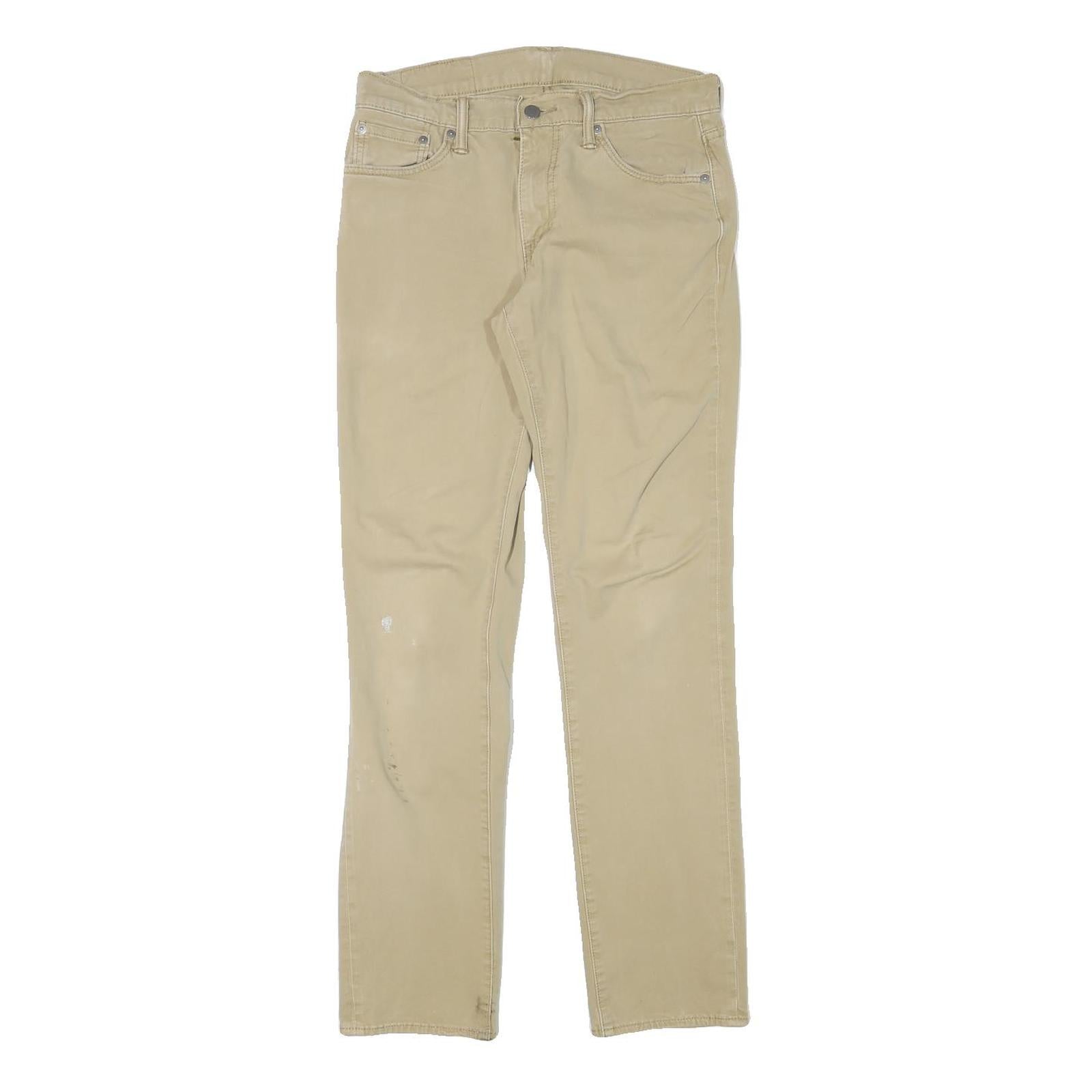 LEVI'S Mens Slim Beige Cotton Blend Zip Trousers W30 L30 Casual Classic Fit