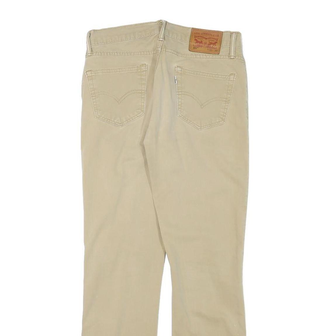 LEVI'S Mens Slim Beige Cotton Blend Zip Trousers W30 L30 Casual Classic Fit