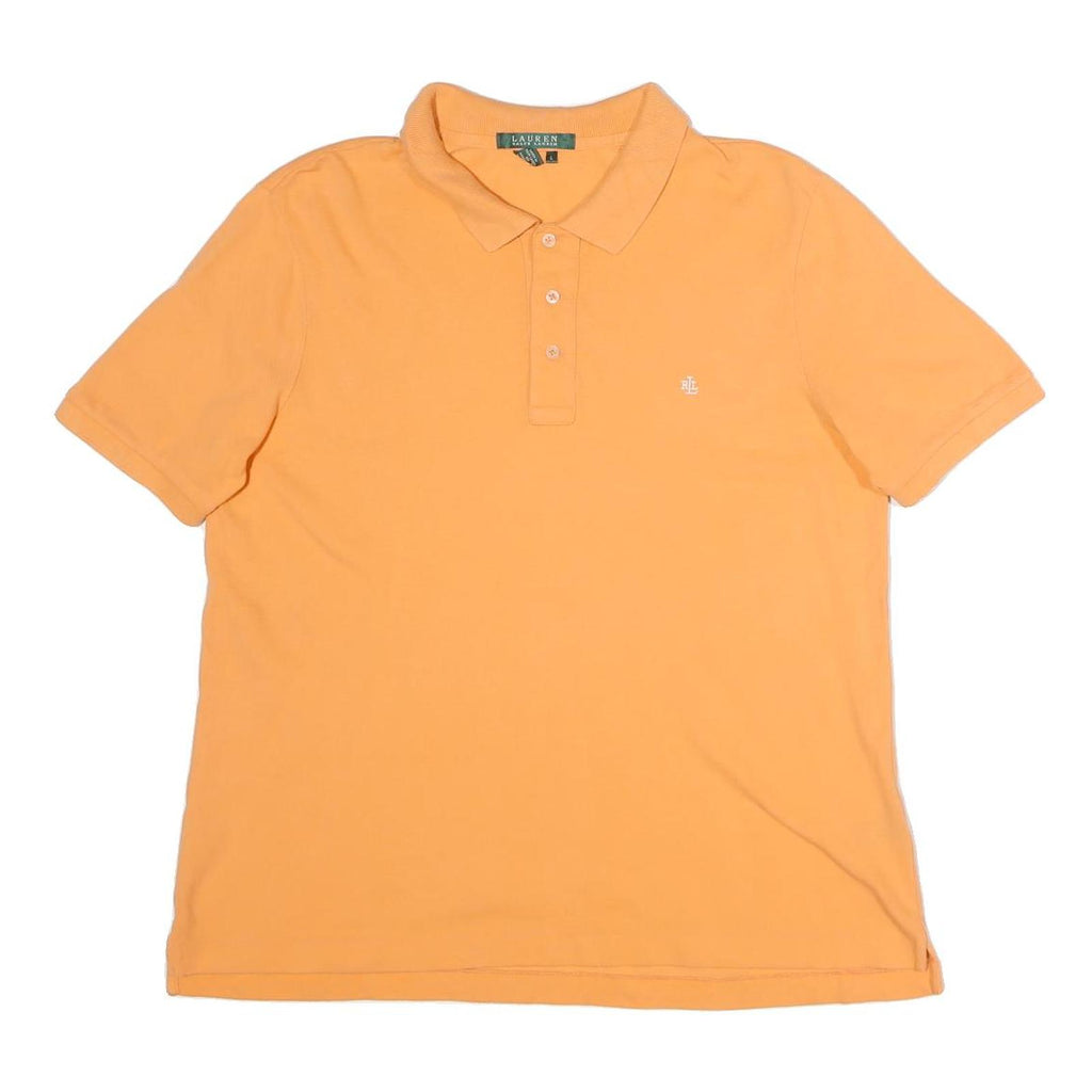 LAUREN RALPH LAUREN Womens Orange Short Sleeve Plain Polo Shirt L Cotton Casual