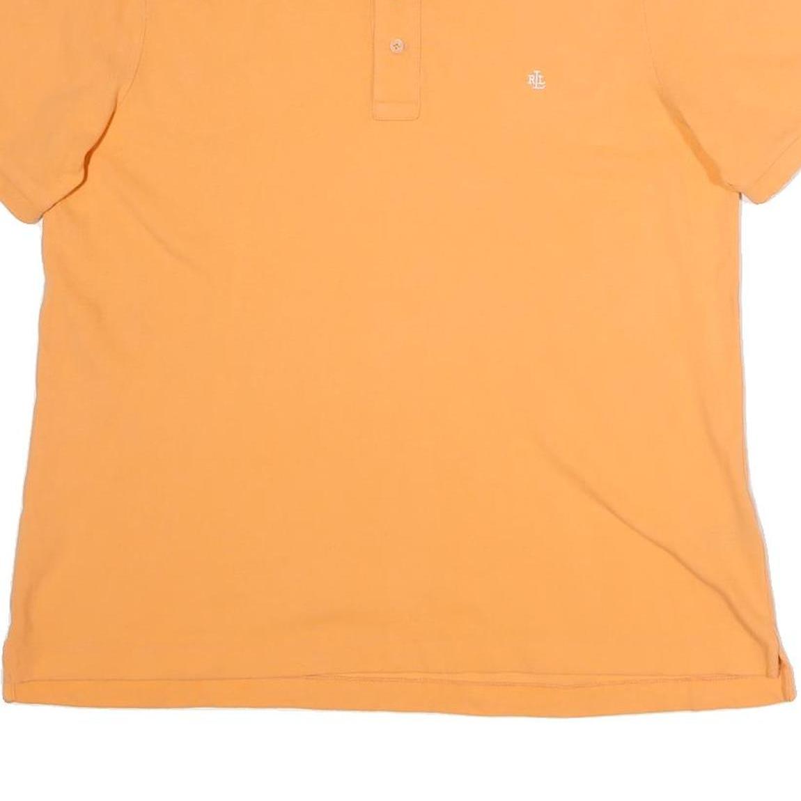 LAUREN RALPH LAUREN Womens Orange Short Sleeve Plain Polo Shirt L Cotton Casual