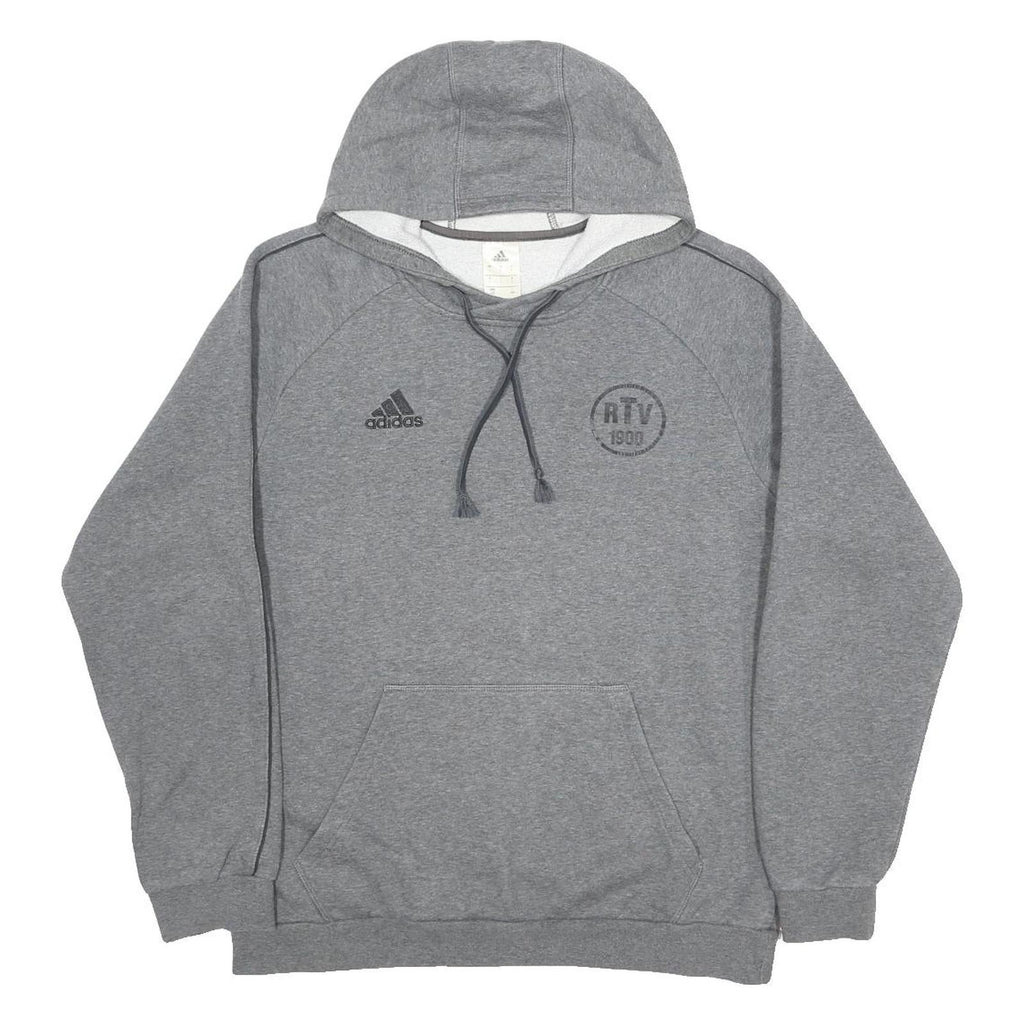 ADIDAS Mens Grey Pullover Hoodie L Cotton Blend Casual Sports Sweatshirt