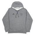ADIDAS Mens Grey Pullover Hoodie L Cotton Blend Casual Sports Sweatshirt