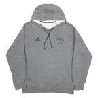 ADIDAS Mens Grey Pullover Hoodie L Cotton Blend Casual Sports Sweatshirt