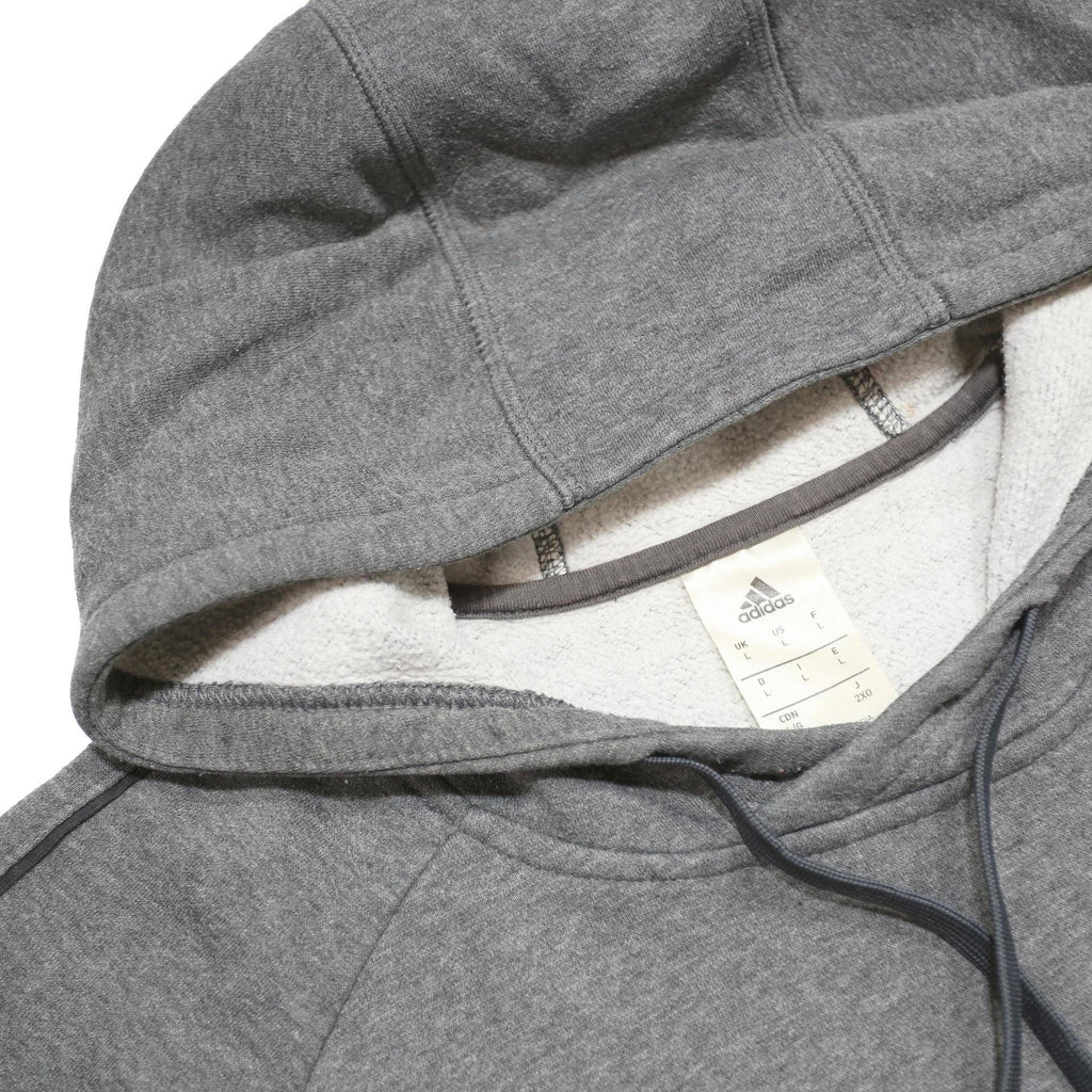 ADIDAS Mens Grey Pullover Hoodie L Cotton Blend Casual Sports Sweatshirt