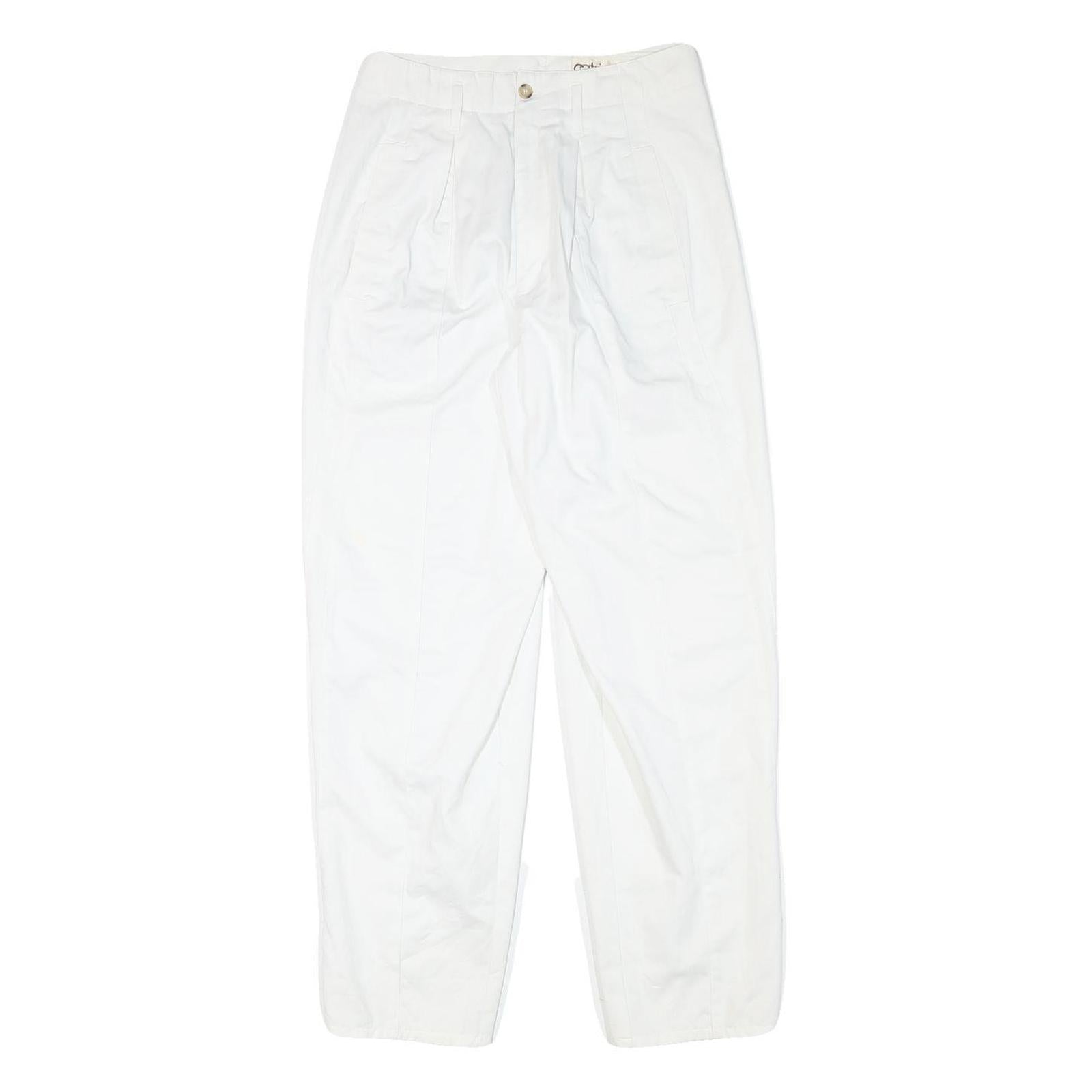 CATARINA Womens Cotton Blend White Relaxed Straight Trousers W28 L29 Stylish