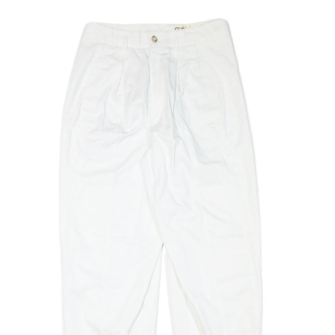 CATARINA Womens Cotton Blend White Relaxed Straight Trousers W28 L29 Stylish