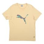 PUMA Mens Beige T-Shirt L Short Sleeve Crew Neck Cotton Blend Camouflage Print