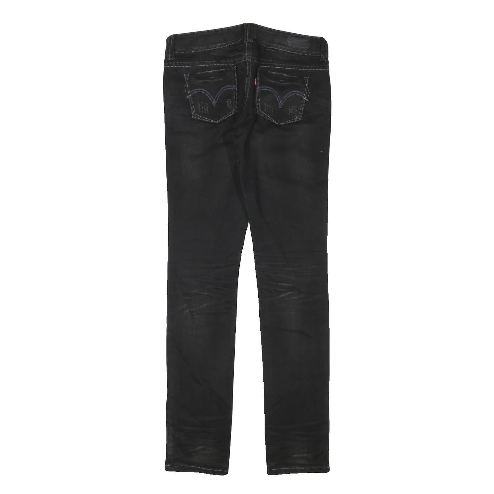 LEVI'S Womens Slim Black Denim Slim Fit Stretch W30 L32 Classic Jeans