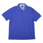 TOMMY HILFIGER Mens Blue Polo Shirt XL Cotton Trim Fit Classic Logo