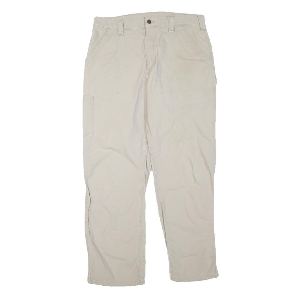 CARHARTT Mens Cotton Blend Beige Regular Straight Trousers W36 L30 Workwear