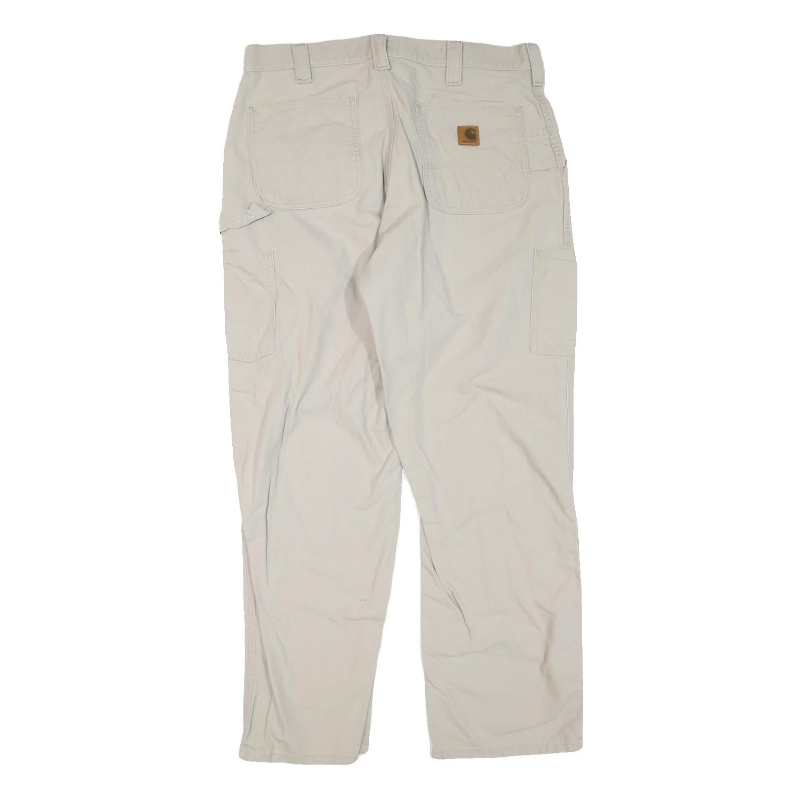 CARHARTT Mens Cotton Blend Beige Regular Straight Trousers W36 L30 Workwear