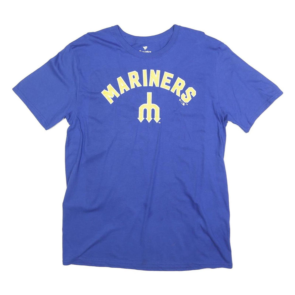 FANATICS Mens Blue Mariners Cotton Blend T-Shirt L Short Sleeve Crew Neck King