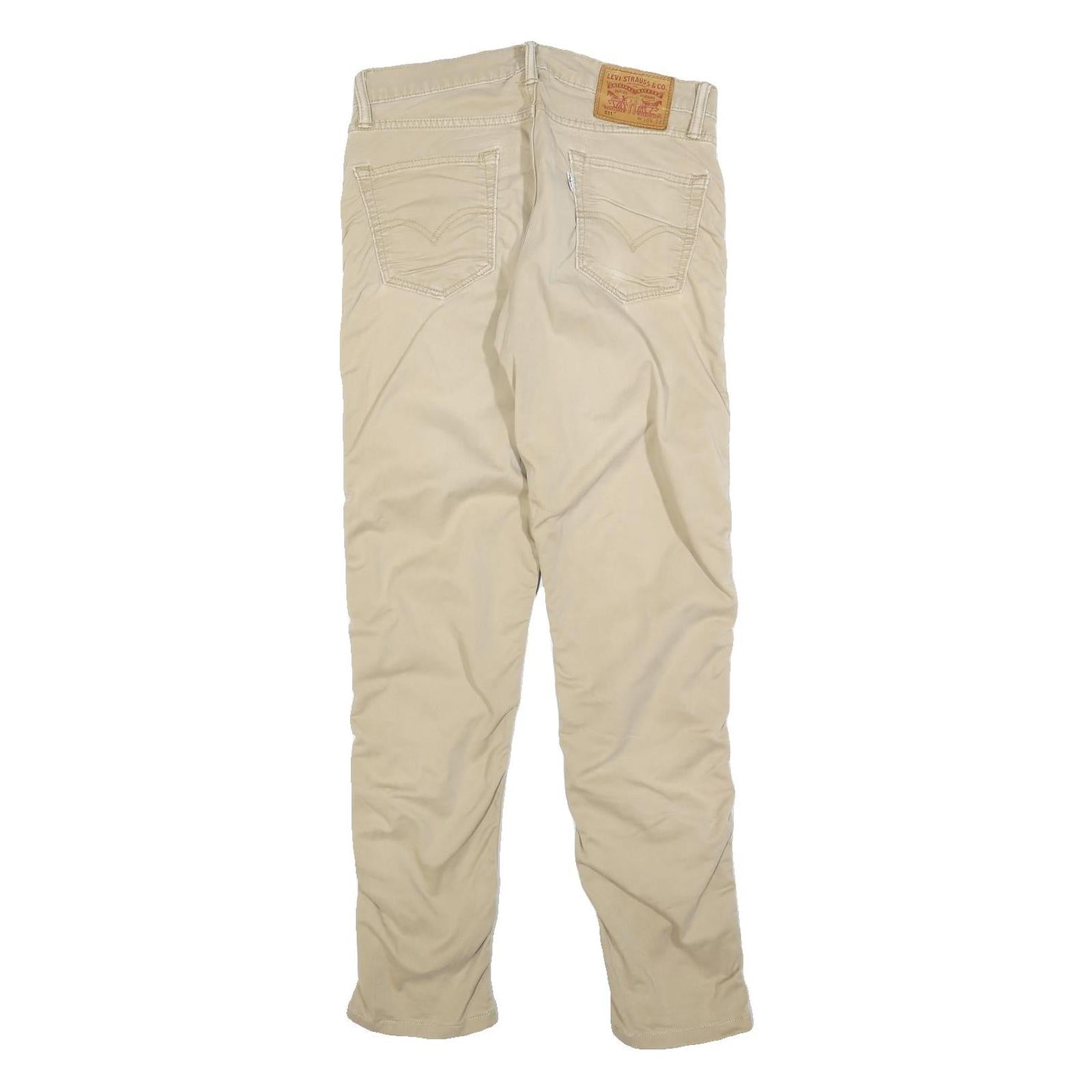 LEVI'S Mens Cotton Beige Slim Straight Trousers W30 L29 Classic Zip Casual