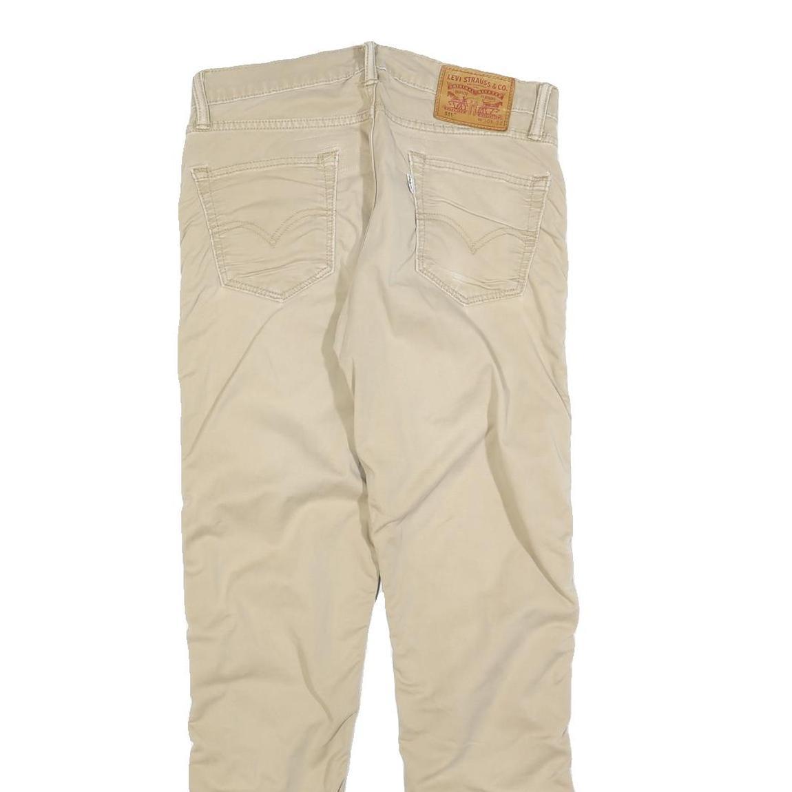 LEVI'S Mens Cotton Beige Slim Straight Trousers W30 L29 Classic Zip Casual