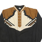 Mens Black & Brown Cotton Blend Collared Sweatshirt L Vintage Style Casual