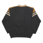 Mens Black & Brown Cotton Blend Collared Sweatshirt L Vintage Style Casual