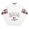 Mens White Sweatshirt San Francisco Golden Gate Bridge Half Zip M Plaid Detail