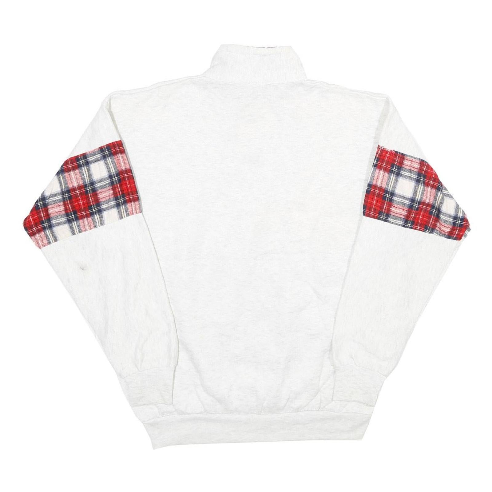 Mens White Sweatshirt San Francisco Golden Gate Bridge Half Zip M Plaid Detail
