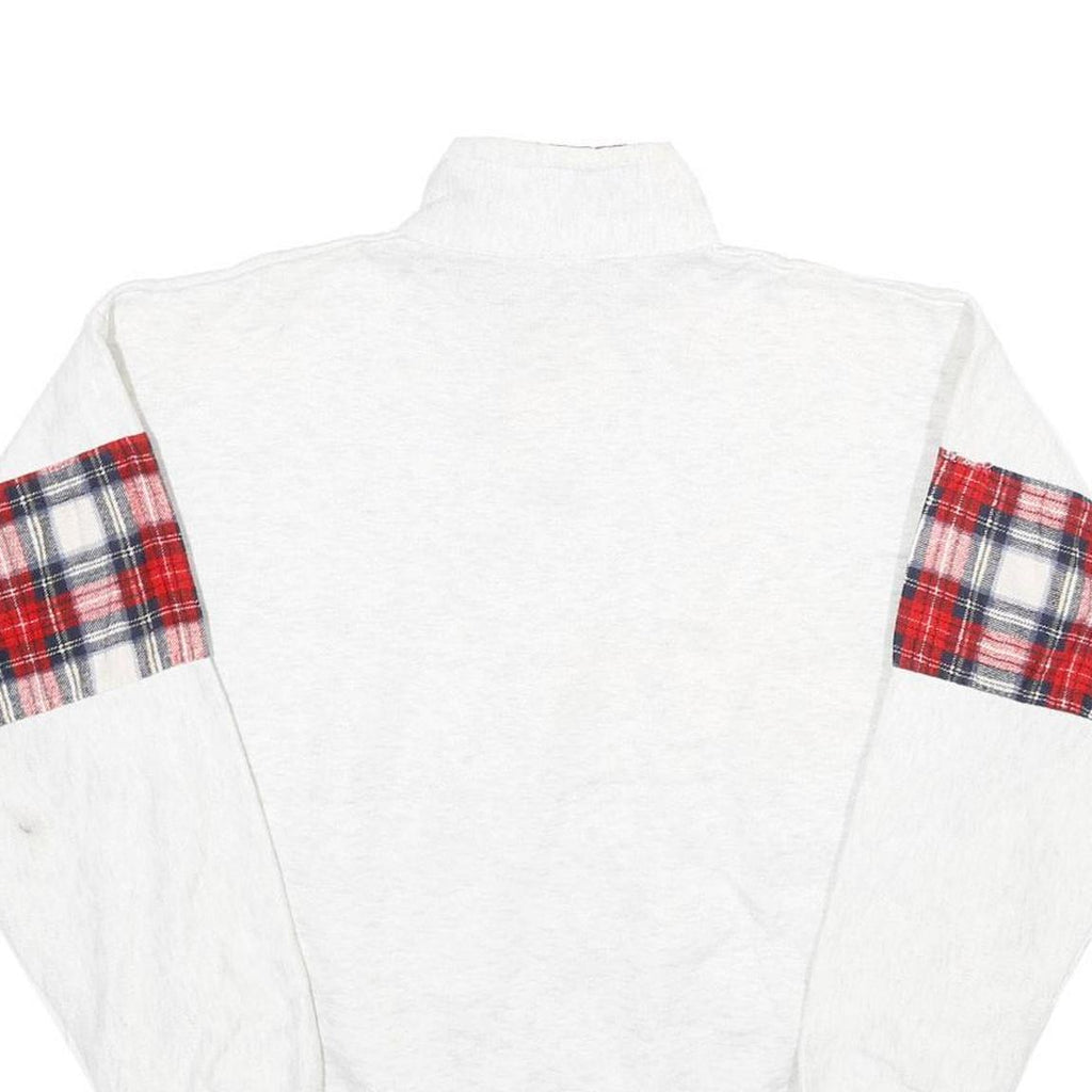 Mens White Sweatshirt San Francisco Golden Gate Bridge Half Zip M Plaid Detail