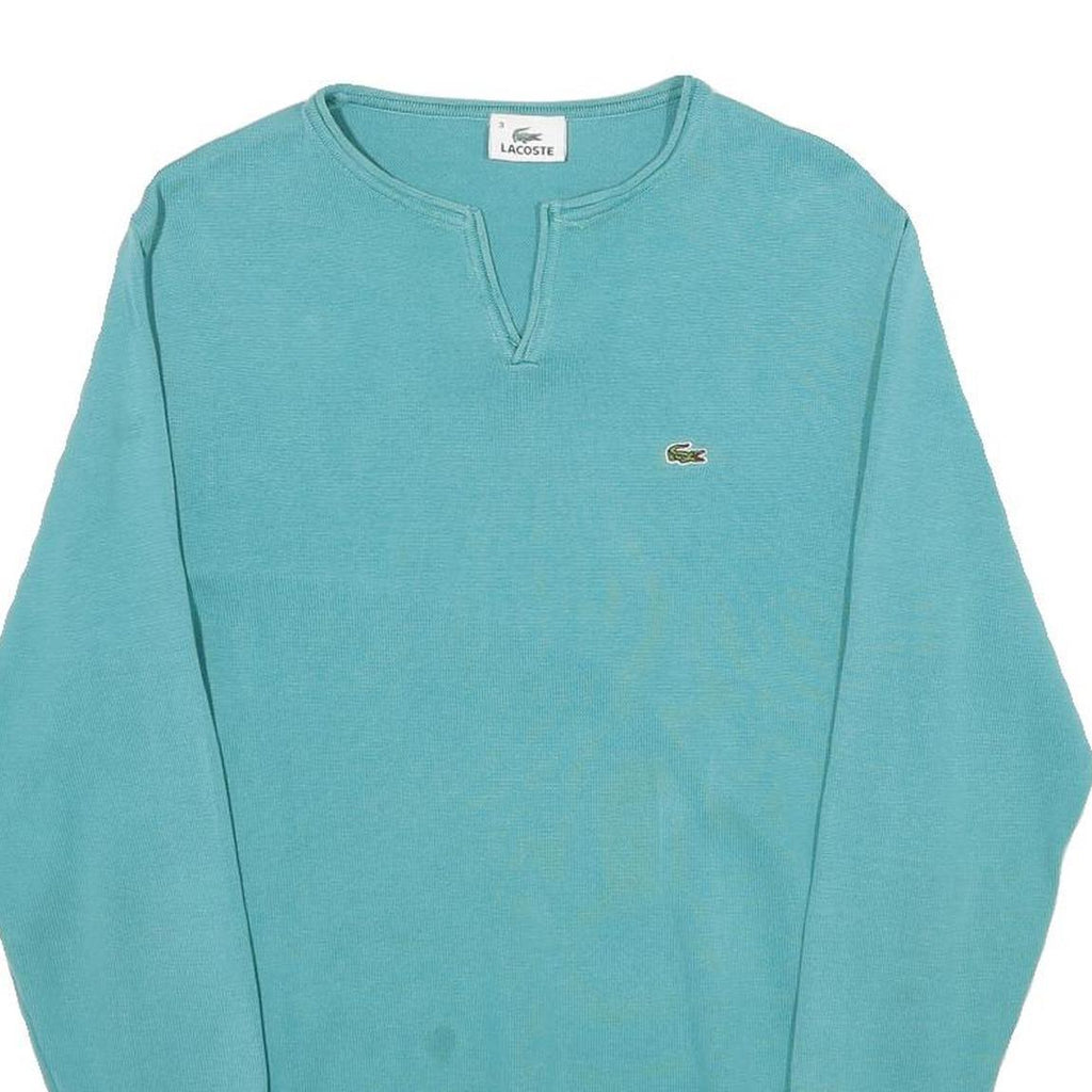 LACOSTE Mens Blue Plain Crew Neck Basic Knit Jumper Size S Casual Cotton Sweater