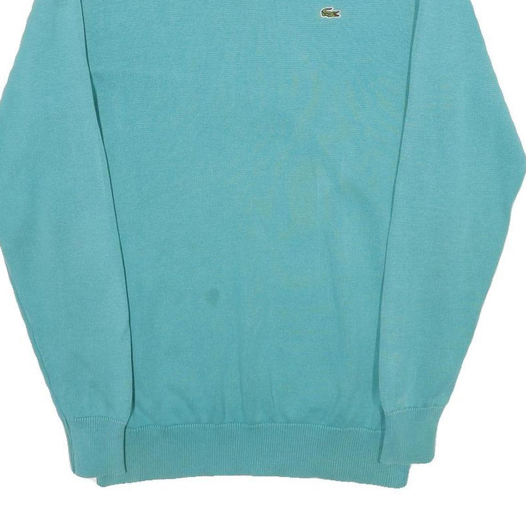 LACOSTE Mens Blue Plain Crew Neck Basic Knit Jumper Size S Casual Cotton Sweater