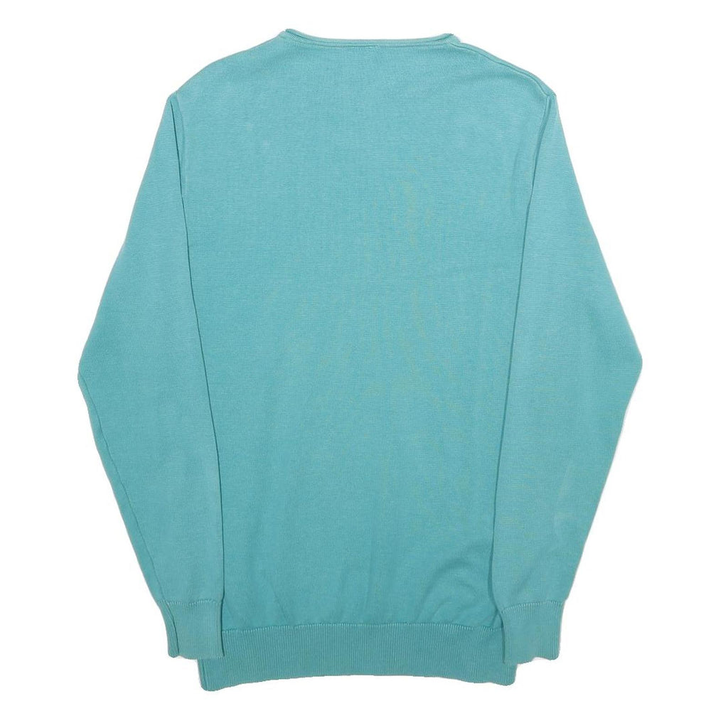 LACOSTE Mens Blue Plain Crew Neck Basic Knit Jumper Size S Casual Cotton Sweater