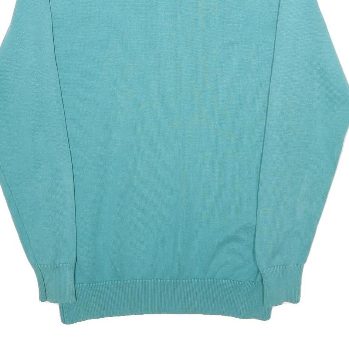 LACOSTE Mens Blue Plain Crew Neck Basic Knit Jumper Size S Casual Cotton Sweater