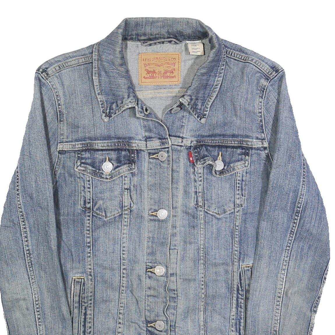 LEVI'S Womens Blue Denim Jacket M Cotton Button Front Classic Fit Casual