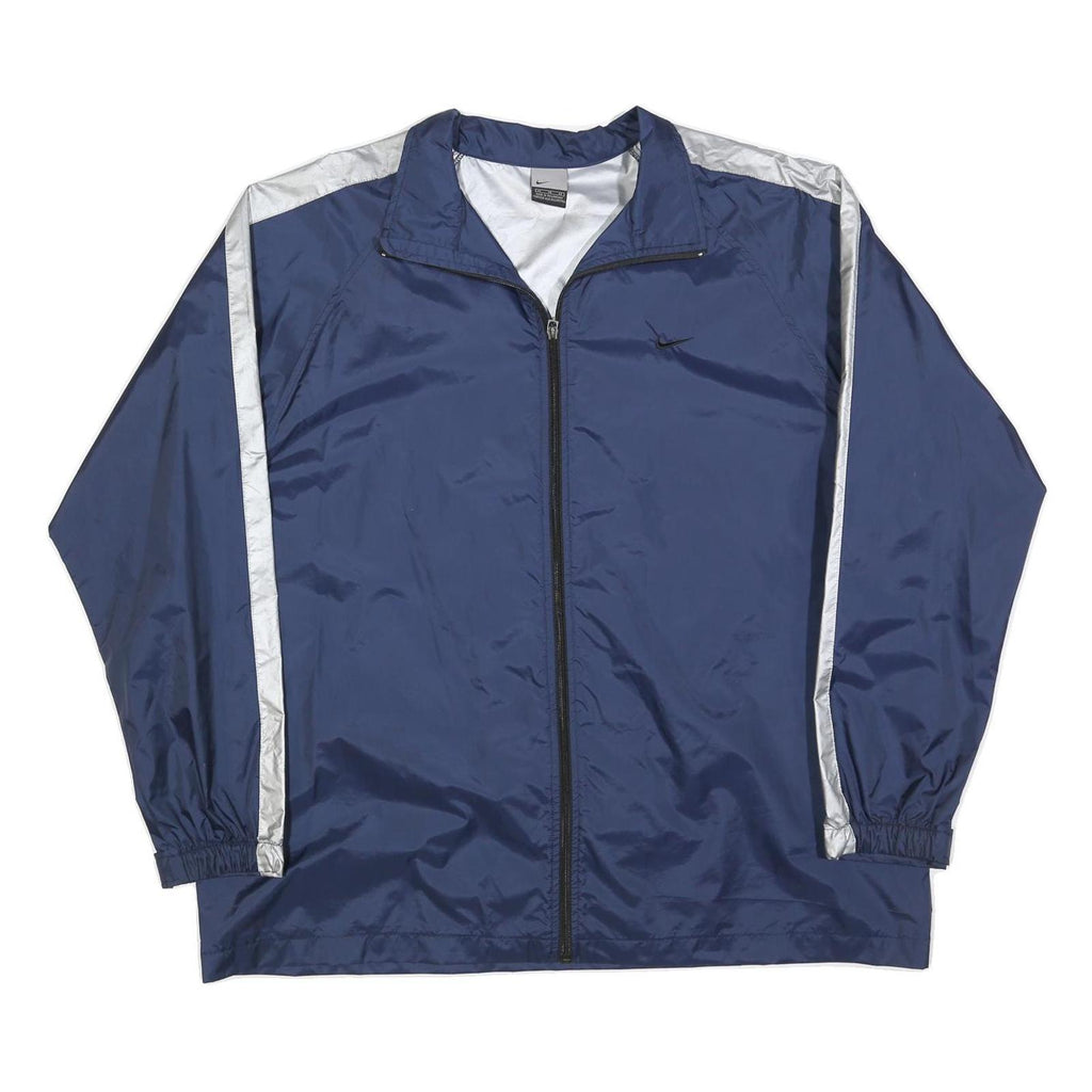 NIKE Mens Blue & White Lightweight Nylon Track Jacket XL Zip Athletic Sportswear